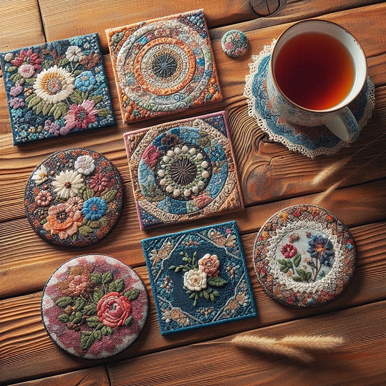 coasters made from recycled clothing