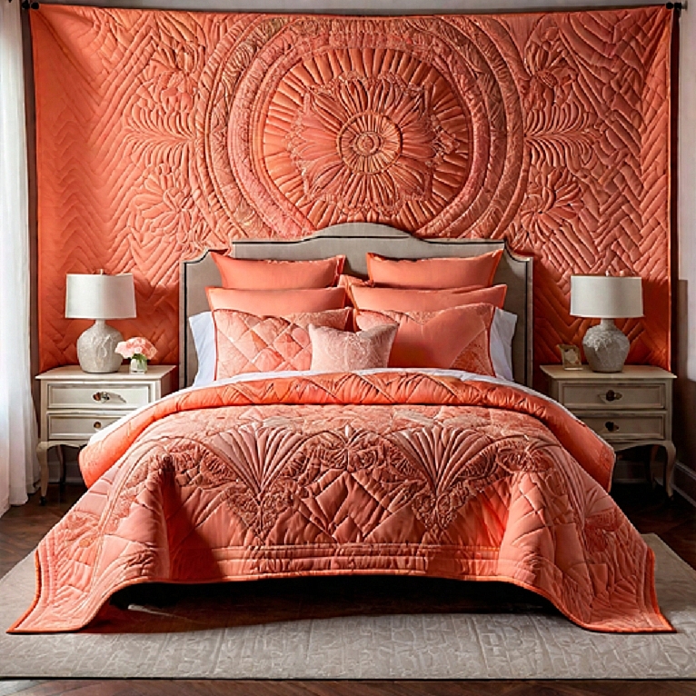 coral pink quilt