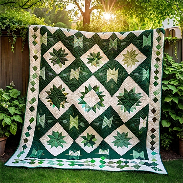 green leaves quilt